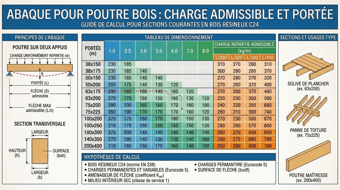 Calcul poutre bois sur 2 appuis : guide pratique de dimensionnement